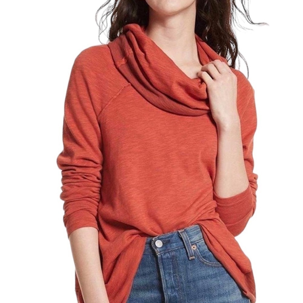 Free People Beach Small Cocoon Pullover Rust Orange Oversized